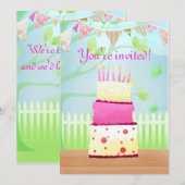 invitations de la fête du gâteau d'anniversaire (Devant / Derrière)