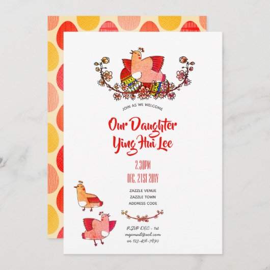 Invitations de la fête du gingembre aux oeufs roug (Devant / Derrière)