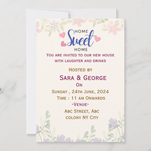 Invitations de la Fête du réchauffement du foyer (Devant)