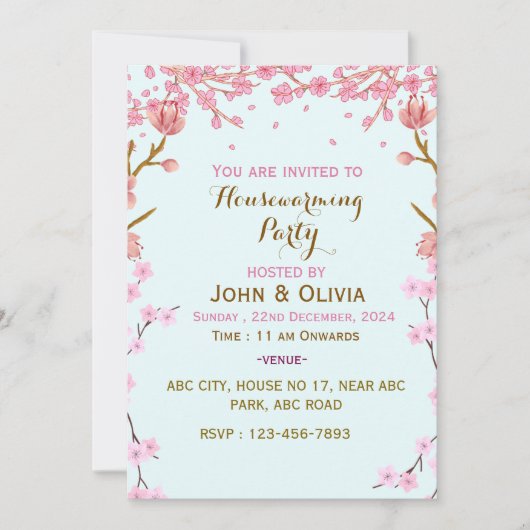 Invitations de la Fête du réchauffement du foyer (Devant)