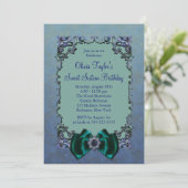 Invitations de la fête du Sweet sixteen bleu viole (Debout devant)