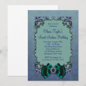 Invitations de la fête du Sweet sixteen bleu viole (Devant / Derrière)