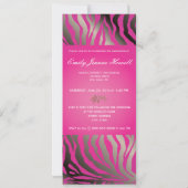 Invitations de la fête du Zèbre rose chaud/Graduat (Dos)