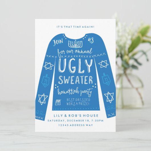 Invitations de la fête Hanoukka à un pull moche (Debout devant)