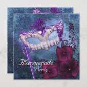 Invitations de la fête mascarade bordeaux violet (Devant / Derrière)