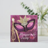 Invitations de la fête mascarade rose perle de Bou (Debout devant)