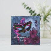 Invitations de la fête mascarade violet bordeaux (Debout devant)