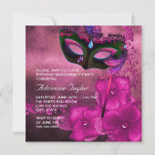 Invitations de la fête mascarade violet bordeaux (Dos)