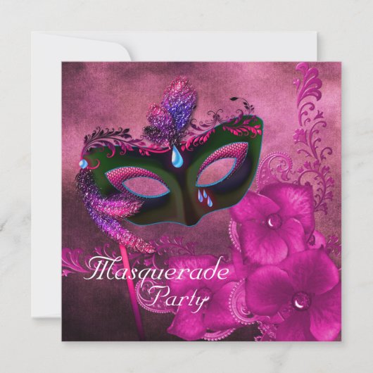 Invitations de la fête mascarade violet bordeaux (Devant)