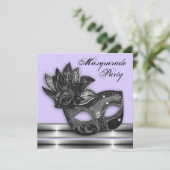 Invitations de la fête mascarade violet de lavande (Debout devant)