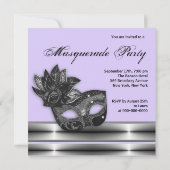 Invitations de la fête mascarade violet de lavande (Dos)