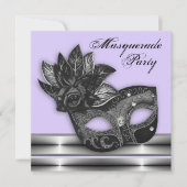 Invitations de la fête mascarade violet de lavande (Devant)