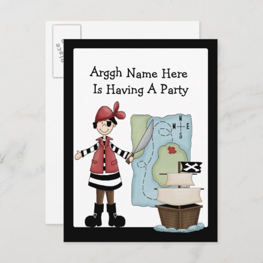 Invitations de la fête pirate (Devant / Derrière)