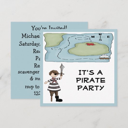 Invitations de la fête pirate (Devant / Derrière)