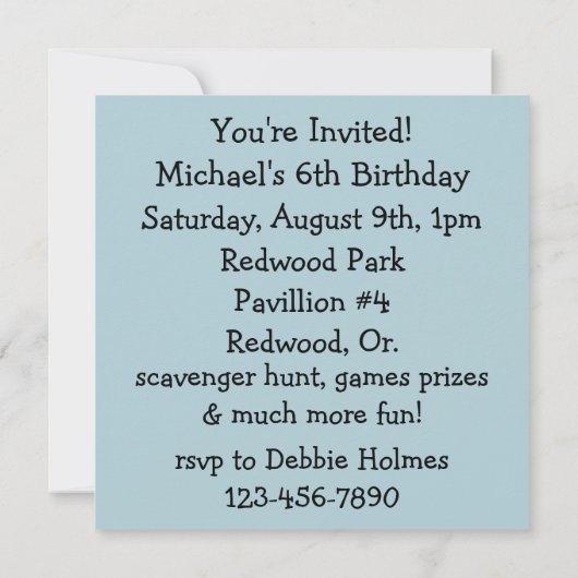 Invitations de la fête pirate (Dos)