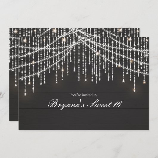 Invitations de la Fête Rustique en bois foncé (Devant / Derrière)