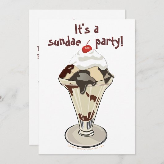 Invitations de la fête Sundae de la crème glacée ( (Devant / Derrière)
