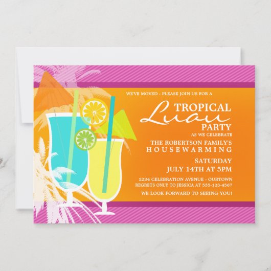 Invitations de la Fête Tropical Luau (Devant)