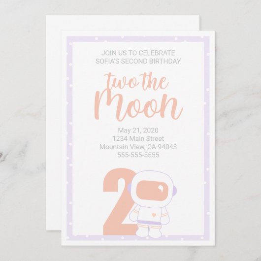 Invitations de la Fille de l'espace (Devant / Derrière)