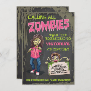 Invitations de la Fille Zombie fête d'anniversaire