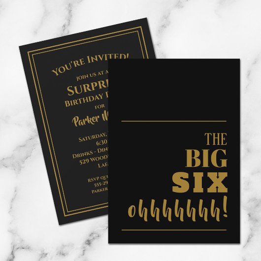 Invitations de la grande 60 Black Gold Birthday Pa