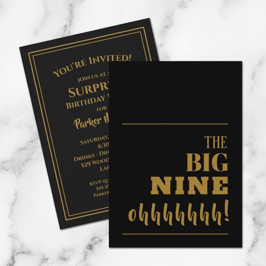 Invitations de la grande 90 Black Gold Birthday Pa