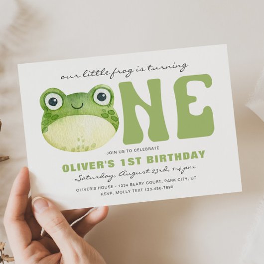 Invitations de la grenouille pour le premier anniv