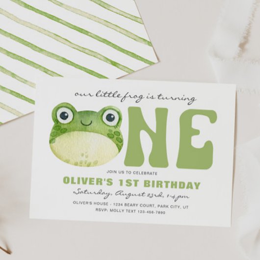 Invitations de la grenouille pour le premier anniv