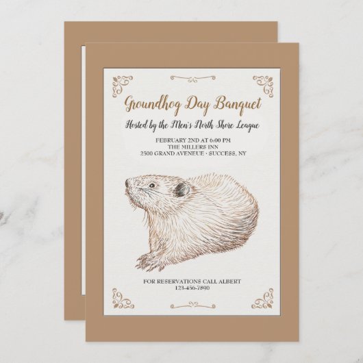 Invitations de la journée de la marmotte à main (Devant / Derrière)