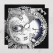 Invitations de la marine Blue et Black Masquerade  (Devant / Derrière)