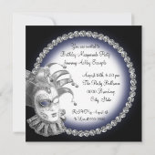 Invitations de la marine Blue et Black Masquerade  (Dos)