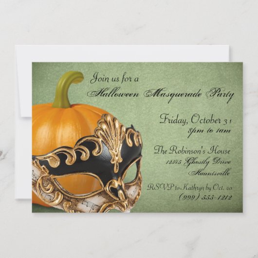 Invitations de la mascarade d'Halloween (Devant)