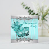 Invitations de la mascarade Turquoise en argent (Debout devant)