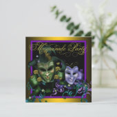 Invitations de la mascarade verte or violet (Debout devant)