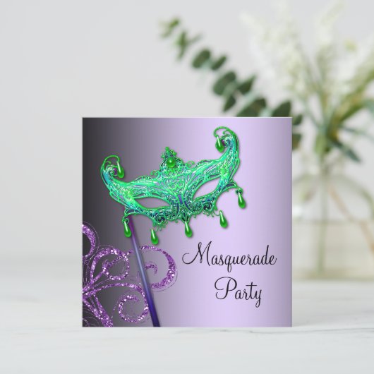 Invitations de la mascarade violet vert (Debout devant)
