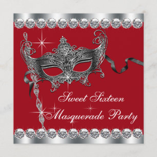 Invitations de la masquerade Sweet sixteen rouge