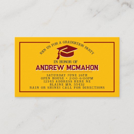 Invitations de la Mini Graduation Gold & Maroon (Devant)