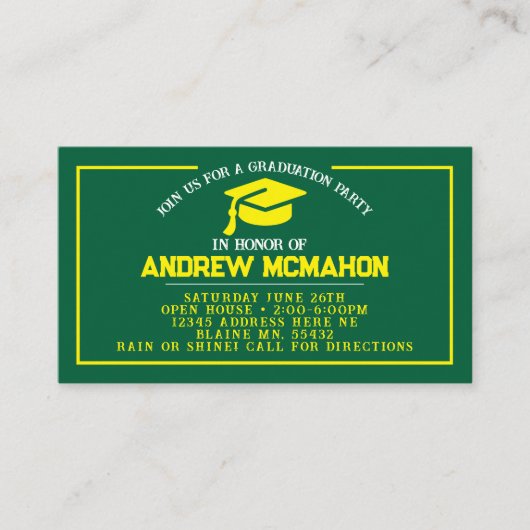 Invitations de la mini-graduation verte et jaune (Devant)