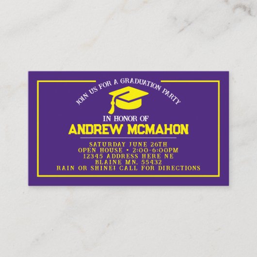 Invitations de la mini-graduation violet et jaune (Devant)