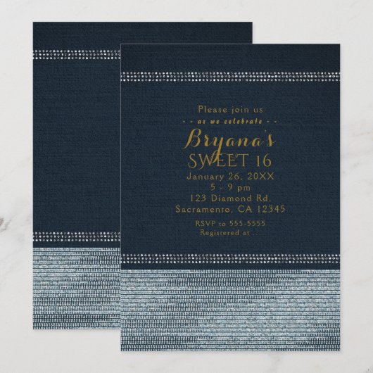 Invitations de la partie à billes de verre Denim & (Devant / Derrière)