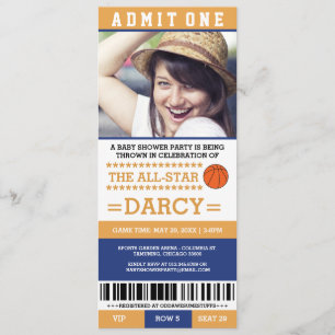 Invitations de la partie Baby shower de basket-bal