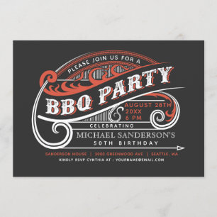 Invitations de la partie BBQ rétro Vintage