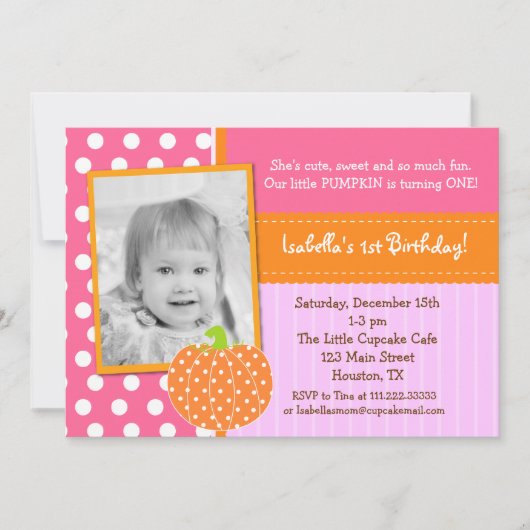 Invitations de la partie BIrthday Citrouille (Devant)