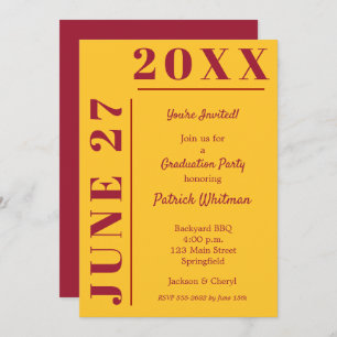 Invitations de la partie Crimson et Gold Graduatio