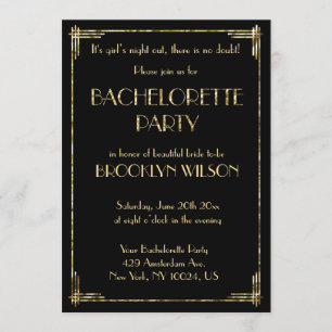Invitations de la partie de Bachelorette Art Déco