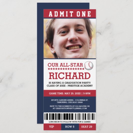 Invitations de la partie de baseball (Devant / Derrière)