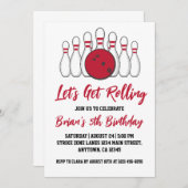 Invitations de la partie de bowling cool (Devant / Derrière)