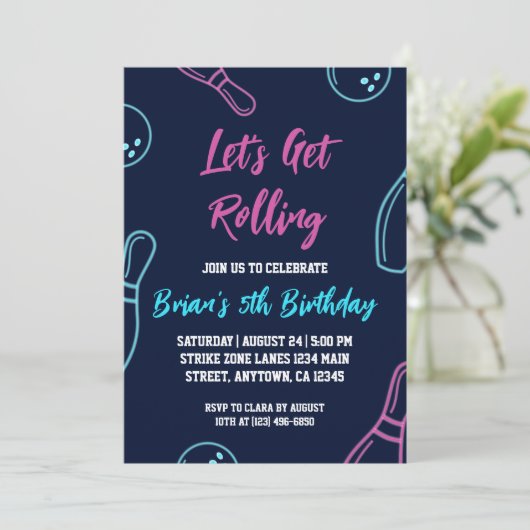 Invitations de la partie de bowling cool (Debout devant)