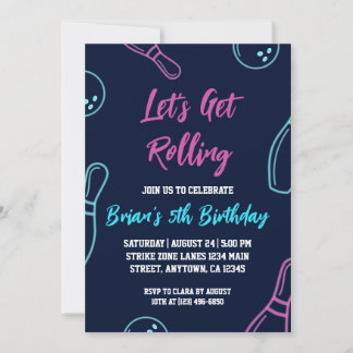 Invitations de la partie de bowling cool