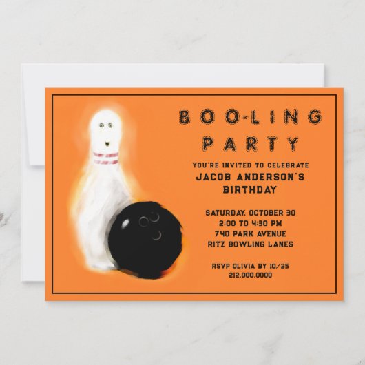 Invitations de la partie de bowling d'anniversaire (Devant)